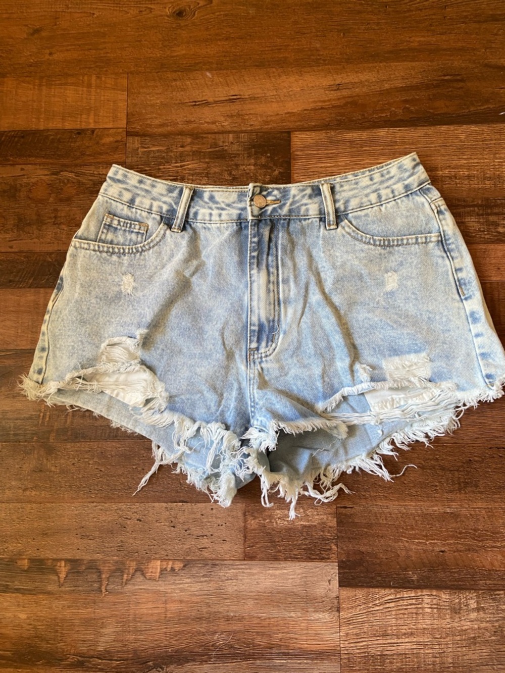 SHEIN Light Blue Distressed Denim Shorts